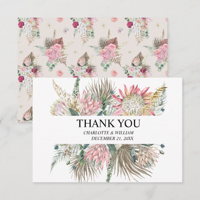 Bohemische Blumenzellenhochzeit Dankeskarte (Vorne/Hinten)