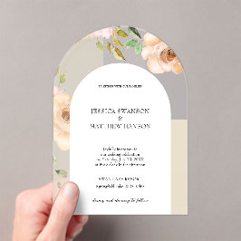 Bohemische Blush Rose Hochzeit Wasserfarben Acryleinladungen