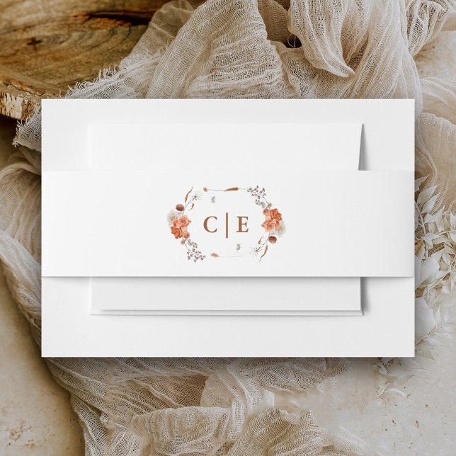 Bohemische Burnt-Orange-Blütenhochzeit Einladungsbanderole (Von Creator hochgeladen)