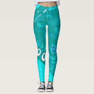 Bohemische Chintz-Illustration Aquamarin 1 Leggings