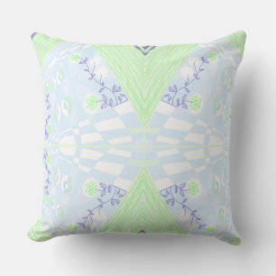 Bohemische Chintz Illustration Pastel Blue Green Kissen