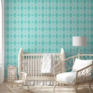 Bohemische Chintz Illustration Pastel Blue Tapete