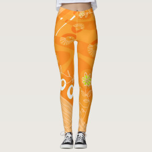 Bohemische Chintz Illustration Pastel Orange Leggings