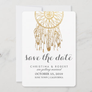 Bohemische Dreamcatcher-Imitats Goldene Fossilien Save The Date