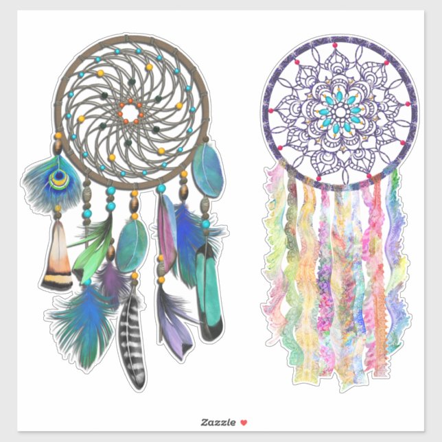 Bohemische Dreamcatcher | weiß oder klar Aufkleber (Blatt)