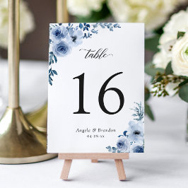 Bohemische Dusty Blue Floral Wedding Tischnummer