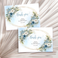 Bohemische Dusty Blue Gold Hochzeit Danke Karte