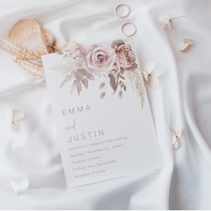 Bohemische Dusty Rose Blush Blumenzehen Einladung