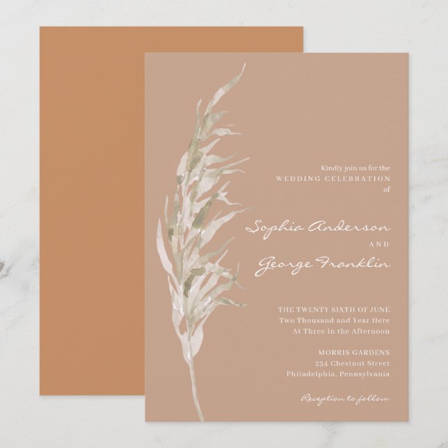 Bohemische Einladungs-Karte Terracotta Einladung (Vorne/Hinten)