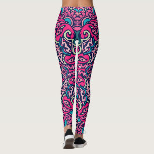Bohemische Einrichtung in Rosa und Blau Leggings