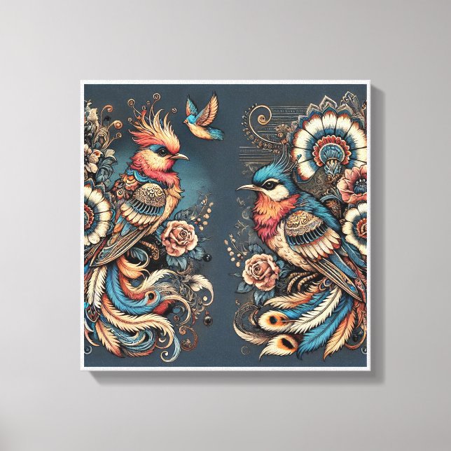 Bohemische Elegance Birds in Harmonie Leinwand Kun (Vorderseite)