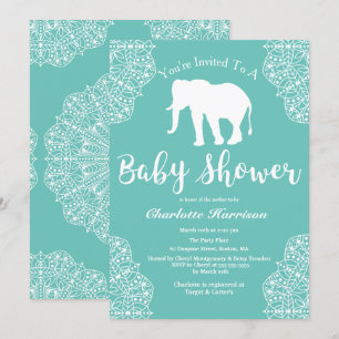 Bohemische Elegant Elephant Mandalases Babydusche Einladung
