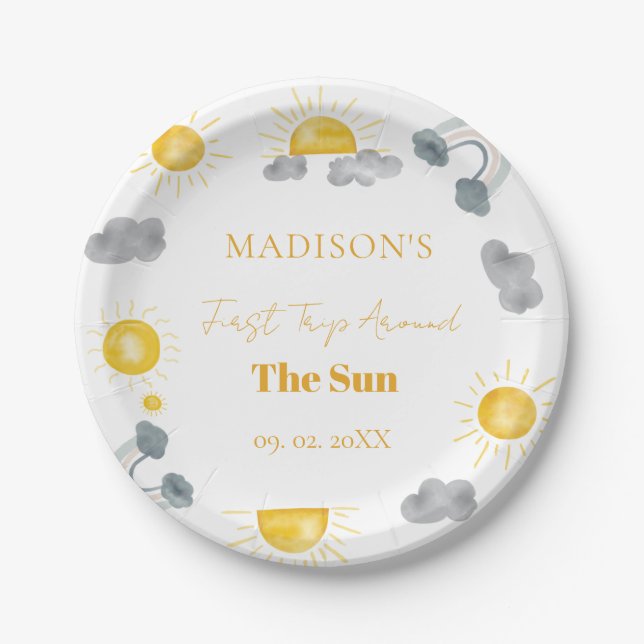 Bohemische erste Reise rund um die Sonne 1. Geburt Pappteller (Vorderseite)