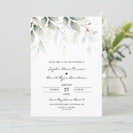 Bohemische Eukalyptus Greenery-Hochzeit Einladung
