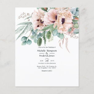 Bohemische Eukalyptus Pink Poppy Hochzeit Flyer