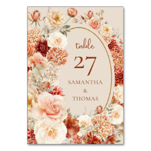 Bohemische farbige Fall blumenweise rostig bunt Tischnummer