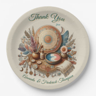 Bohemische Farbmischung und Dekoration Pappteller