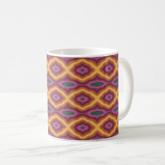 Bohemische Farbpalette Wavy Lattice Muster Art Kaffeetasse (VorderseiteRechts)
