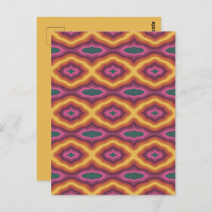 Bohemische Farbpalette Wavy Lattice Muster Art Postkarte