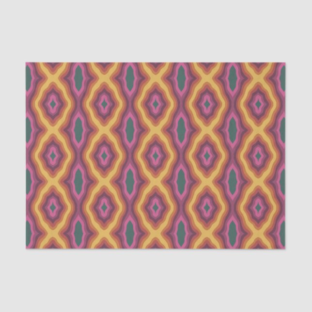 Bohemische Farbpalette Wavy Lattice Muster Art Seidenpapier (Vorderseite)