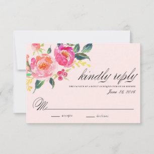 Bohemische florale Hochzeitskarte RSVP Karte