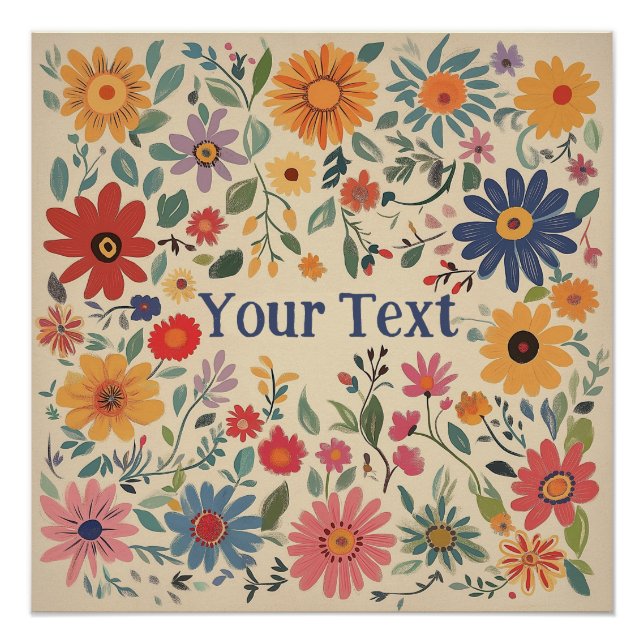 Bohemische, florale Kunstdruckkunst Poster (Vorderseite)