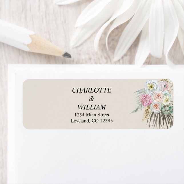 Bohemische florale Rücksendeadresse (Insitu)