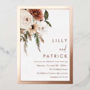 Bohemische Florenz Terracotta Wedding Rose Gold Folieneinladung
