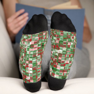 Bohemische Funky Christmas Checkerboard Muster Soc Socken