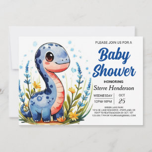 Bohemische Funny Printable Dinosaur Boy Baby Dusch Einladung