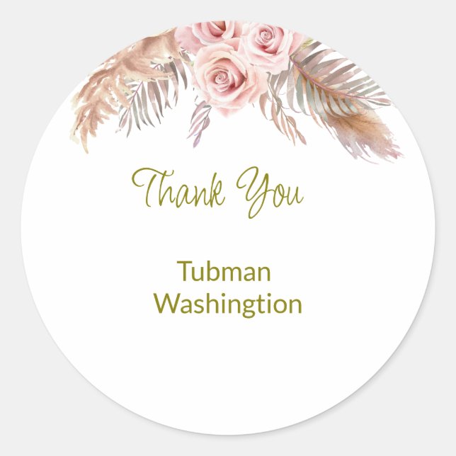 Bohemische Gastgeschenk Hochzeit Classic Round S Runder Aufkleber (Vorderseite)