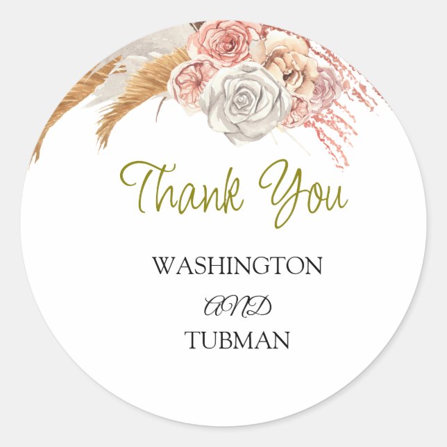 Bohemische Gastgeschenk Hochzeit Classic Round S Runder Aufkleber (Vorderseite)