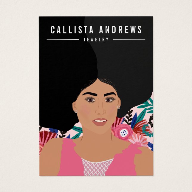 Bohemische Girl Illustration Earring Display Card (Vorderseite)