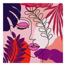 Bohemische Girl Line Art Pink Ästhetik