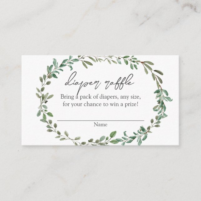 Bohemische Greenery Babydusche Windelwindeln Einla Begleitkarte (Vorderseite)