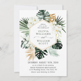 Bohemische Grüne Hochzeit mit eleganten Orchideen Einladung