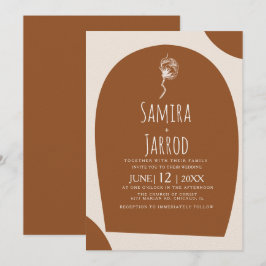 Bohemische handgezogene Botanische Hochzeit Einladung