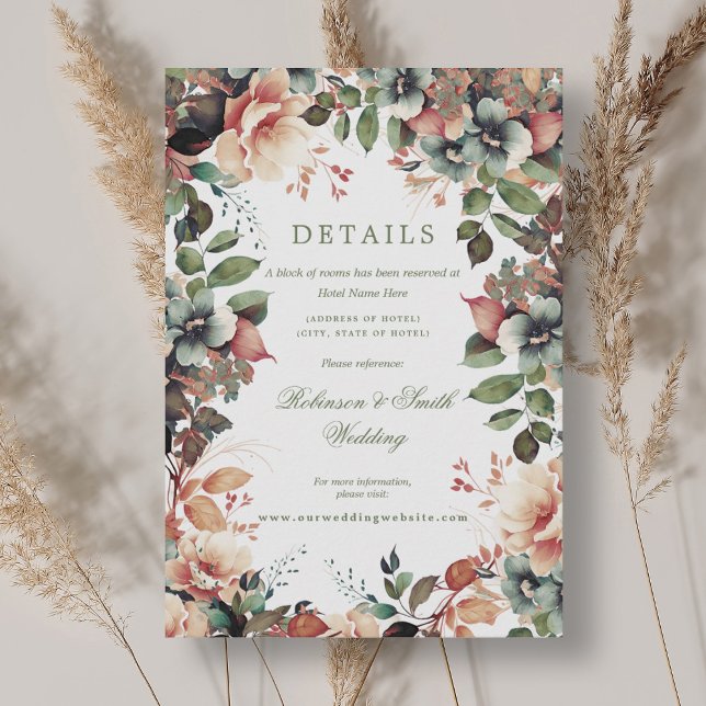 Bohemische Herbsthochzeiten im Herbst Begleitkarte (Bohemian Floral Fall Autumn Wedding Details Enclosure Card)