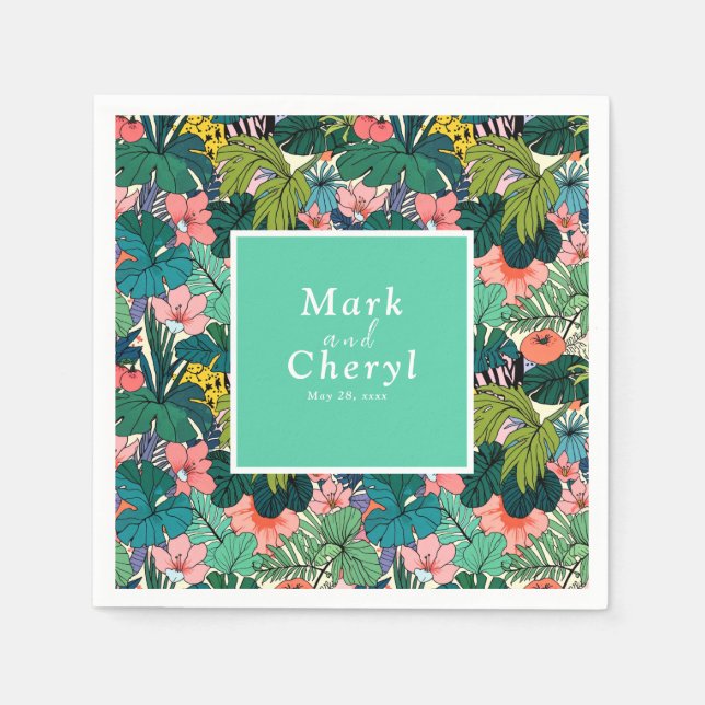 Bohemische Hibiskus-Hochzeit Serviette (Vorderseite)