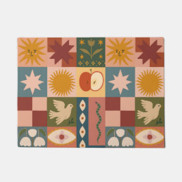 Bohemische Himmelskörper mit mystischen Symbolen Fußmatte