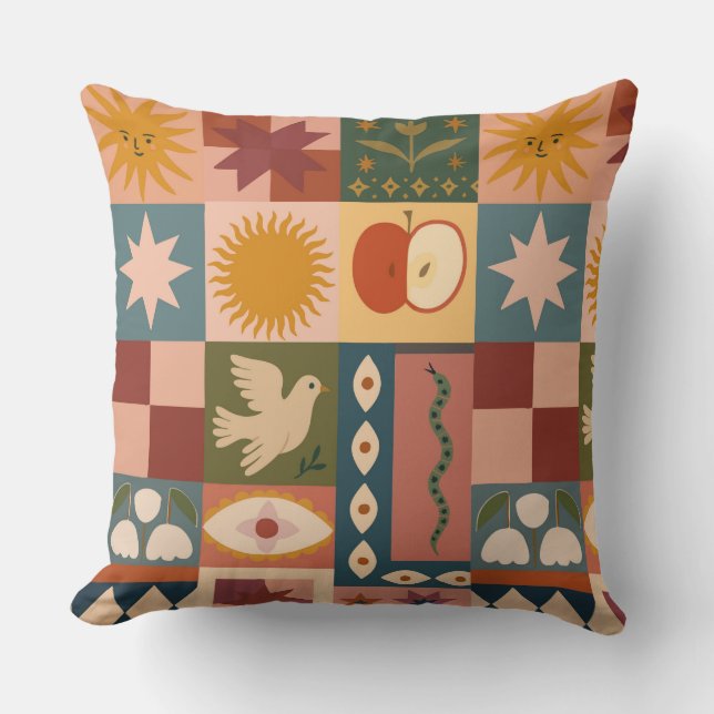 Bohemische Himmelskörper mit mystischen Symbolen Kissen (Vorderseite)