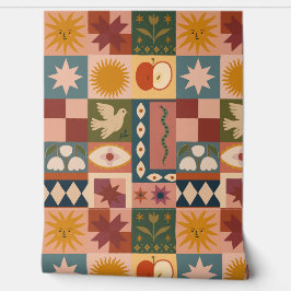 Bohemische Himmelskörper mit mystischen Symbolen Tapete