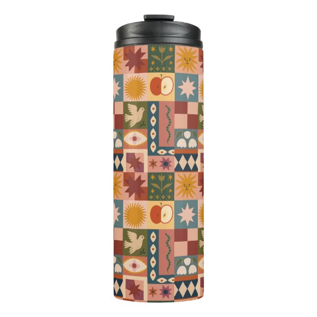 Bohemische Himmelskörper mit mystischen Symbolen Thermosbecher (Vorderseite)