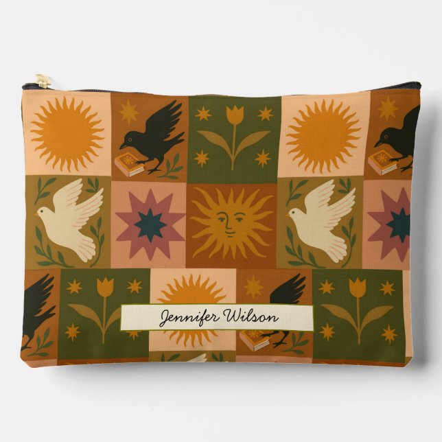 Bohemische Himmelskörper mit mystischen Symbolen Zubehörtasche (Vorderseite)