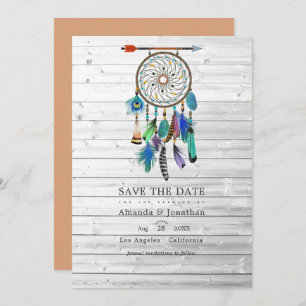Bohemische Hochzeit des Ureinwohners American Drea Save The Date