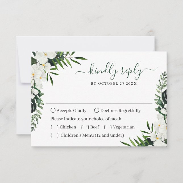 Bohemische Hochzeit mit eleganten Orchideen RSVP Karte (Vorderseite)