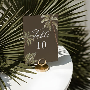 Bohemische Hochzeit mit tropischen Wasserfarbenpal Tischnummer