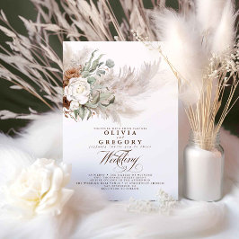 Bohemische Hochzeit von Blume und Pampas Grass Einladung