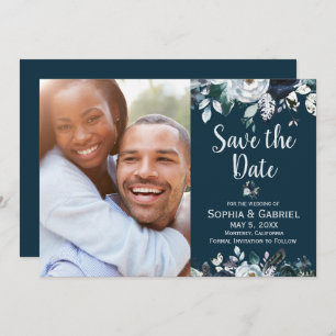 Bohemische Hochzeit von weißer Blüte der Marine re Save The Date