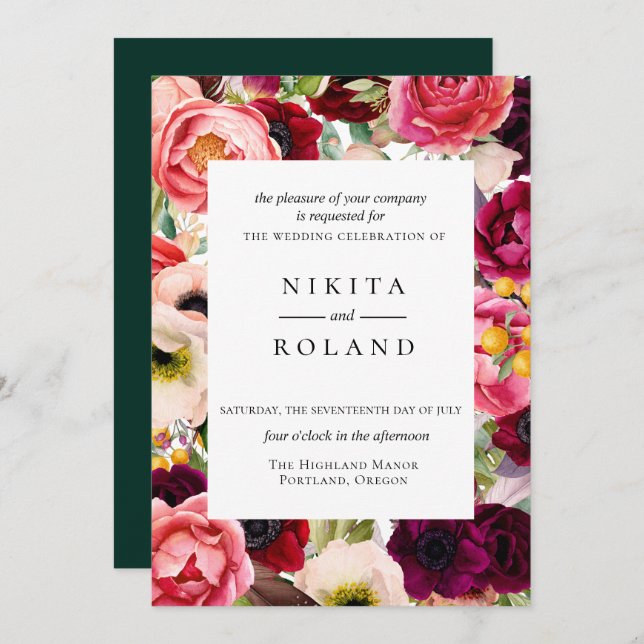 Bohemische Hochzeitseinladung Einladung (Vorne/Hinten)